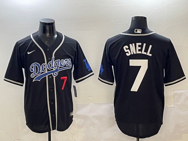 Men Los Angeles Dodgers 7 Snell Black Fashion Game 2025 Nike MLB Jersey style 7